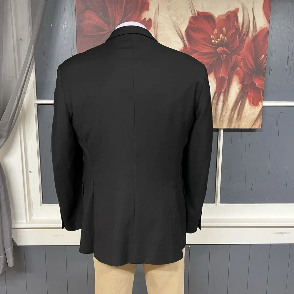 Peter Millar (Actual Size 44R) Wool Mens Blazer Jacket Sport Coat Black